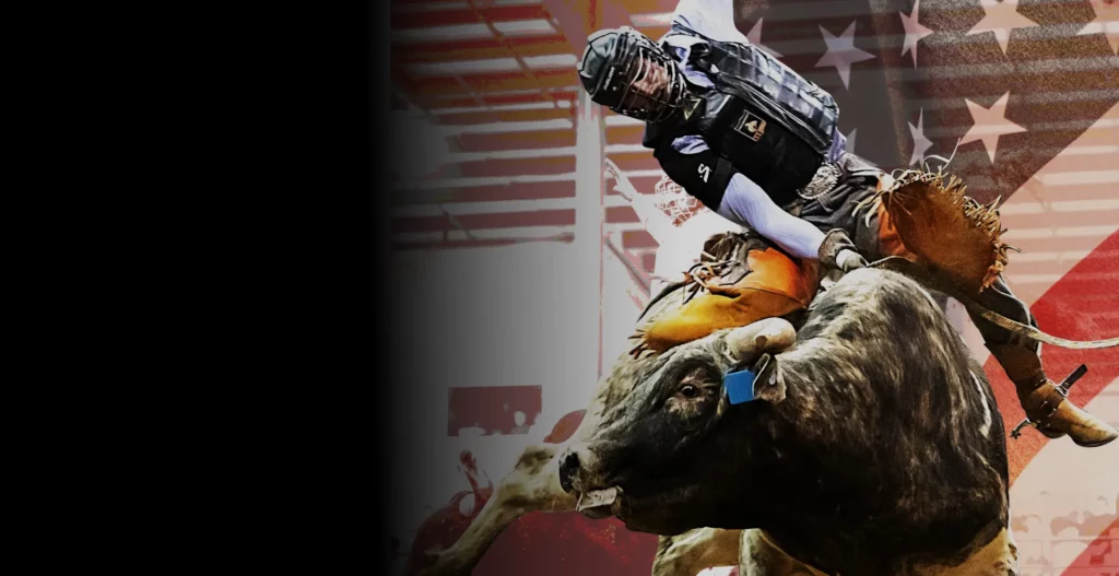 bull rider with protective clothing